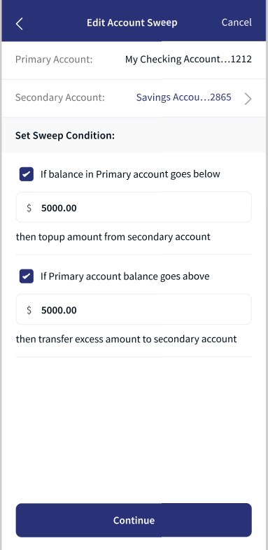 Edit Account Sweep Entries
